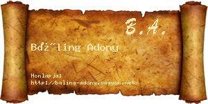 Báling Adony névjegykártya